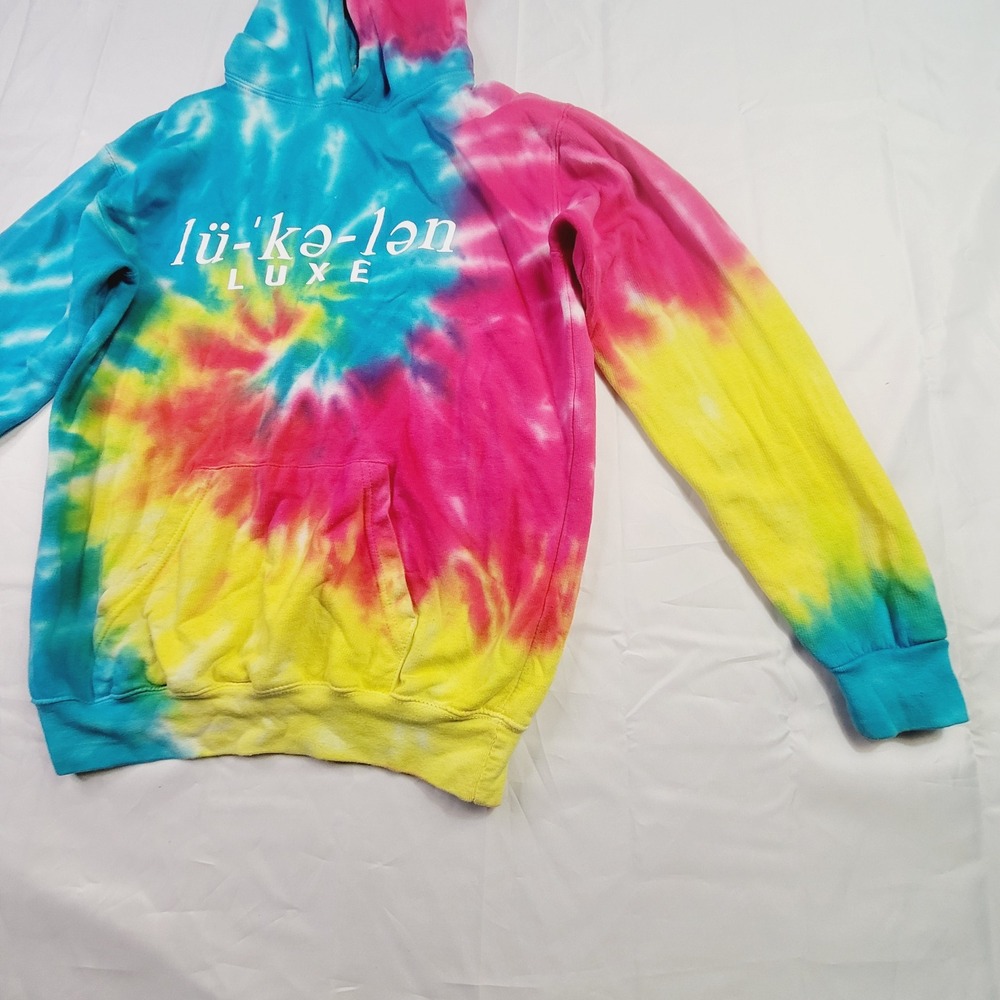 Lu-ke-len Luxe Kids Tie Dye Pullover Hoodie Large 14-16 Multi-Color K76 - Picture 5 of 14